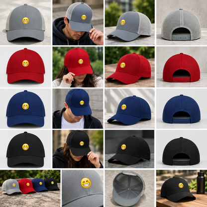 GRINNING FACE SMILING EYES TRUCKER CAP