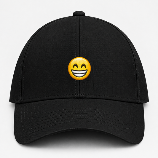 GRINNING FACE SMILING EYES TRUCKER CAP